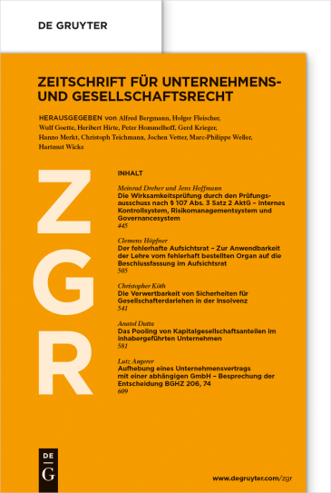  Zeitschrift für Unternehmens- und Gesellschaftsrecht (ZGR)