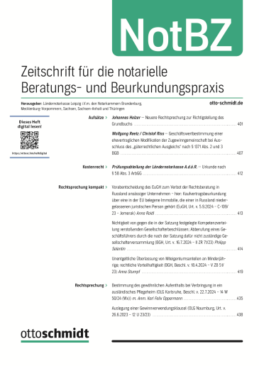  Zeitschrift für die notarielle Beratungs- und Beurkundungspraxis (NotBZ)
