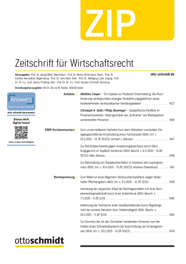  Zeitschrift für Wirtschaftsrecht (ZIP)