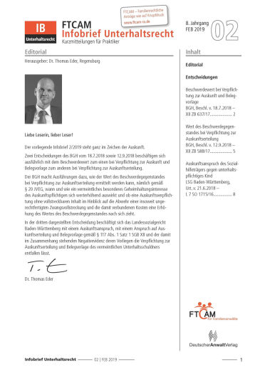  Infobrief Unterhaltsrecht